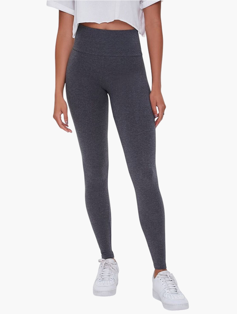 MyRunway Shop Forever 21 Black Basic Cotton Blend Leggings for